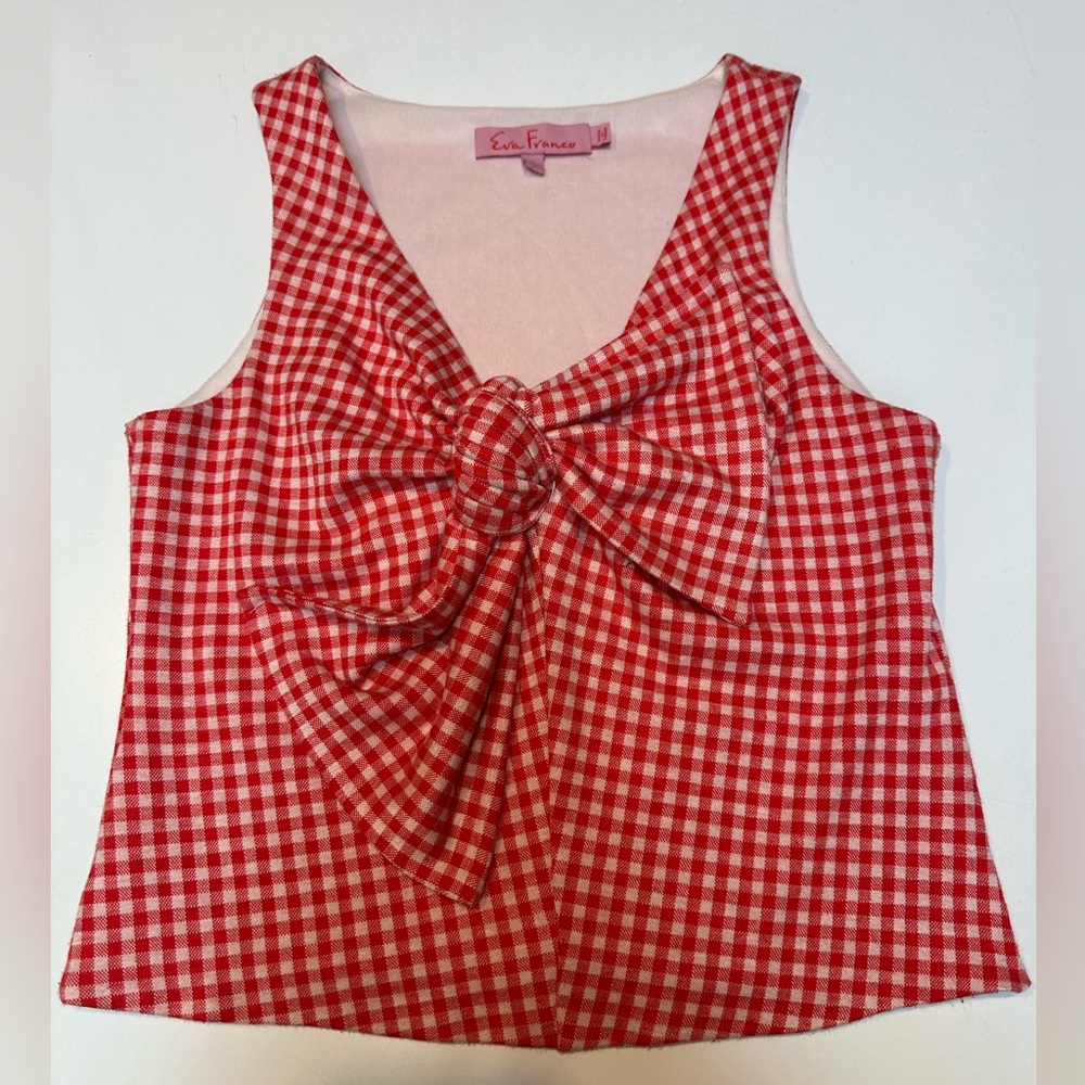 Anthropologie Eva Franco Gingham Bow Top - Picture 8 of 11